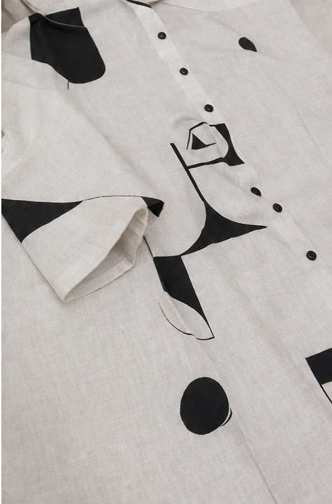 Women Abstract Print Kurta with Pockets and Palazzo , 2 Piece Set (Beige and Black)