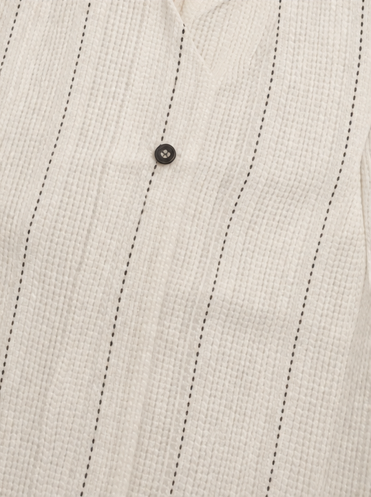 Striped Waist Coat Trouser Off White Set