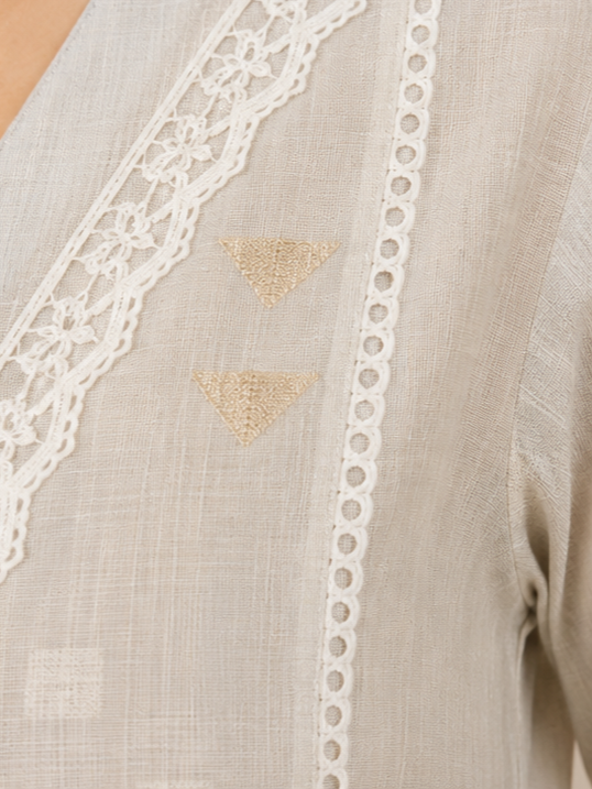 The Classic Ivory V-Neck Kurta and Palazzo Set